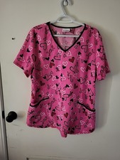 Womens L Breast Cancer Scrub Top