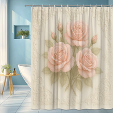 Chic Pink Rose Shower Curtain for Elegant Bathroom Decor