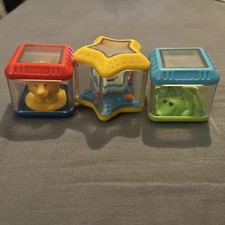 Fisher-Price Peek A Boo Blocks Lot Of 3 Sensory Stacking Alligator Lion Star