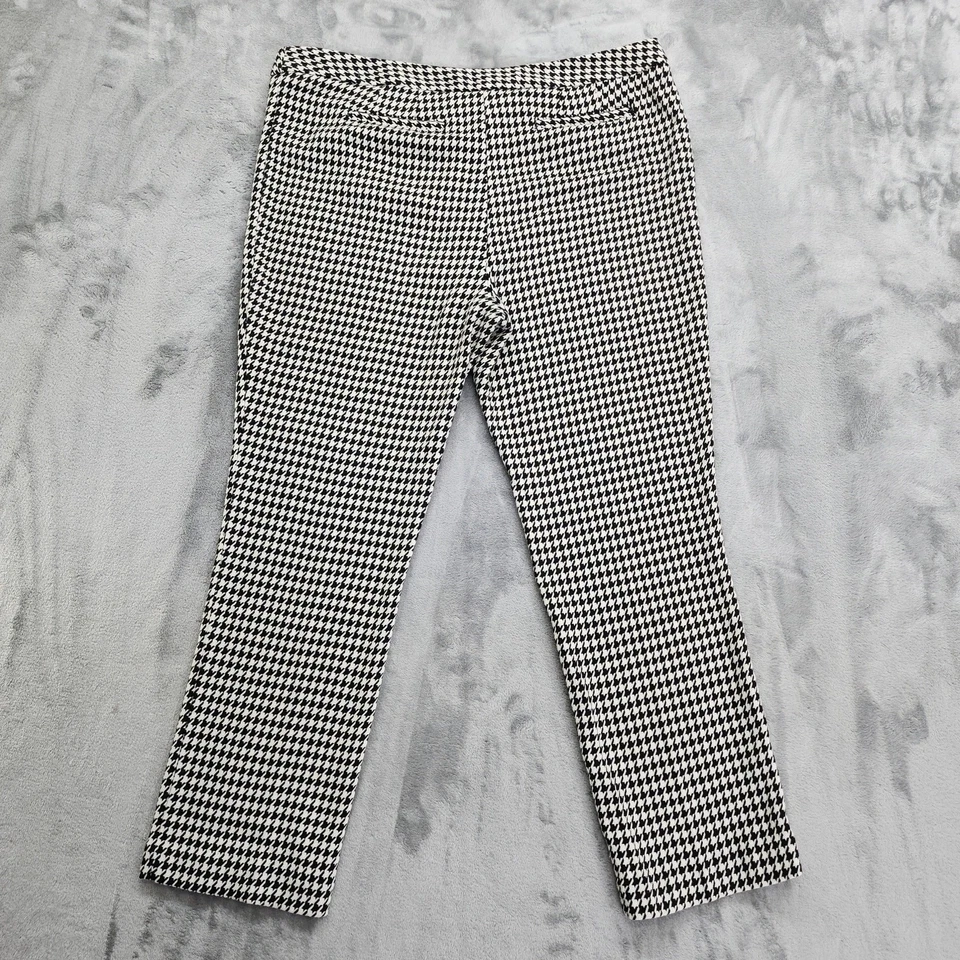 Worthington Pants Womens 16 Black White Houndstooth Stretch Knit Ankle Office - Image 2 of 4