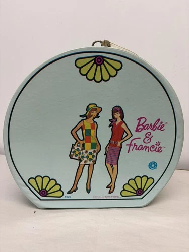 VINTAGE BARBIE 1965 BARBIE AND FRANCIE PALE BLUE TRAVEL CASE 5020