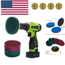 4 Inch Drill Power Brush Tile Scrubber Scouring Pads Cleaning Kit, Includes A...