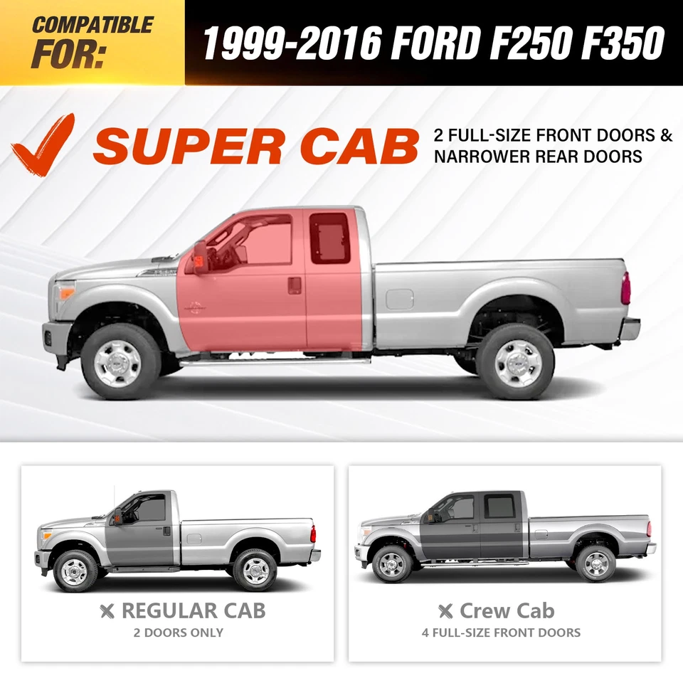 3-Raised Steps Running Boards For 99-2016 Ford F250 F350 Super/Extended Cab - Image 2 of 4