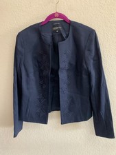 Jones New York Collection Stretch Lined Embroidered Jacket Size 4