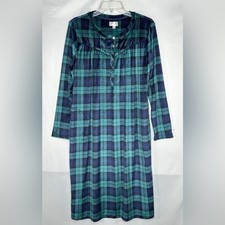 Aria Collection NWT Green Plaid Nightgown Long Sleeve Soft Sz M
