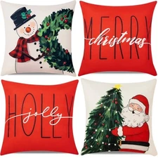 Christmas Throw Pillow Covers 18x18 in Set of 4 Multicolor