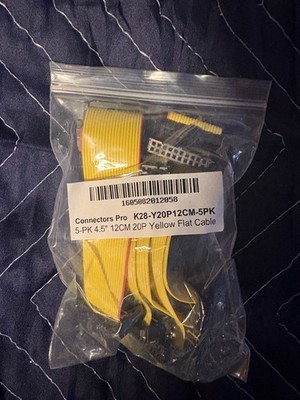 50 units Pack - 20 Pins 12cm Yellow Flat Ribbon Cable with IDC 2x10 Connectors