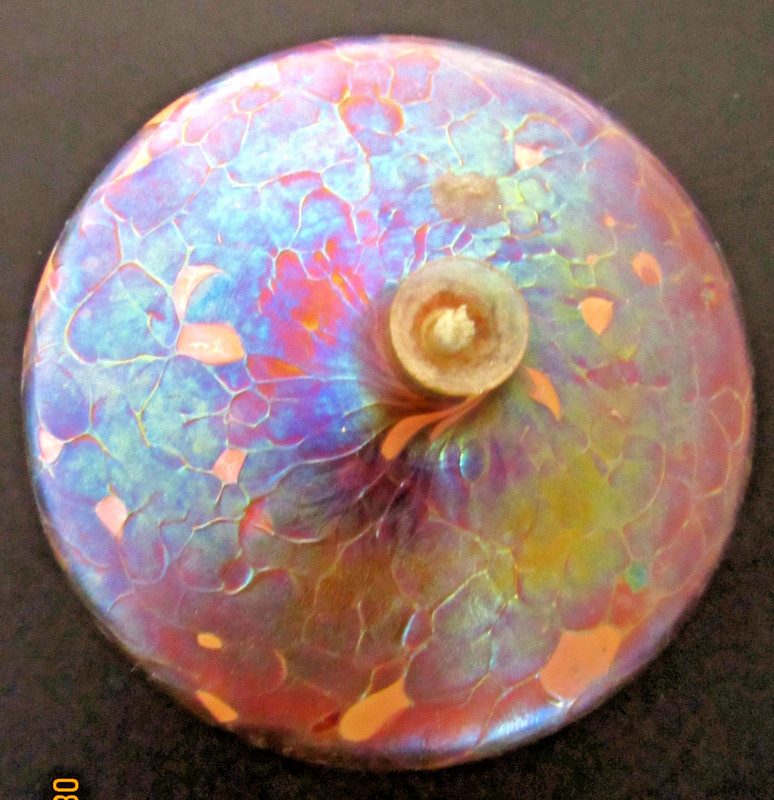 New Mount St Helena's Ash Art Iridescent Round Glass Oil Lamp w Wick 4" x 3"