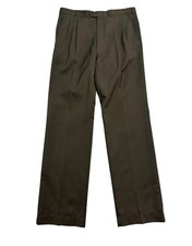 vtg 90s USA Made 38x36 Olive Green Dress Pants Trousers Wool Pleated High Waist