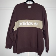 Adidas Sweatshirt Women's Medium Brown Trefoil Logo Crewneck Pullover IN7732