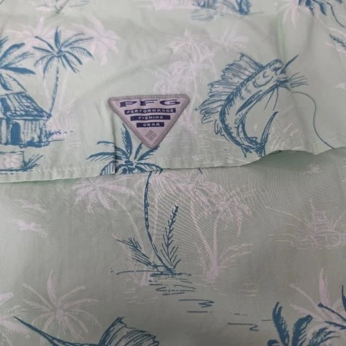 Coulmbia PFG Super Slack Tide Shirt Mens XXL NWT Green Marlin Hut Palm Tree image 10