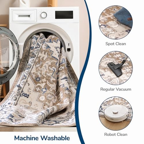  5x7 Area Rug for Living Room - Machine Washable Area Rugs, Super Soft Faux 