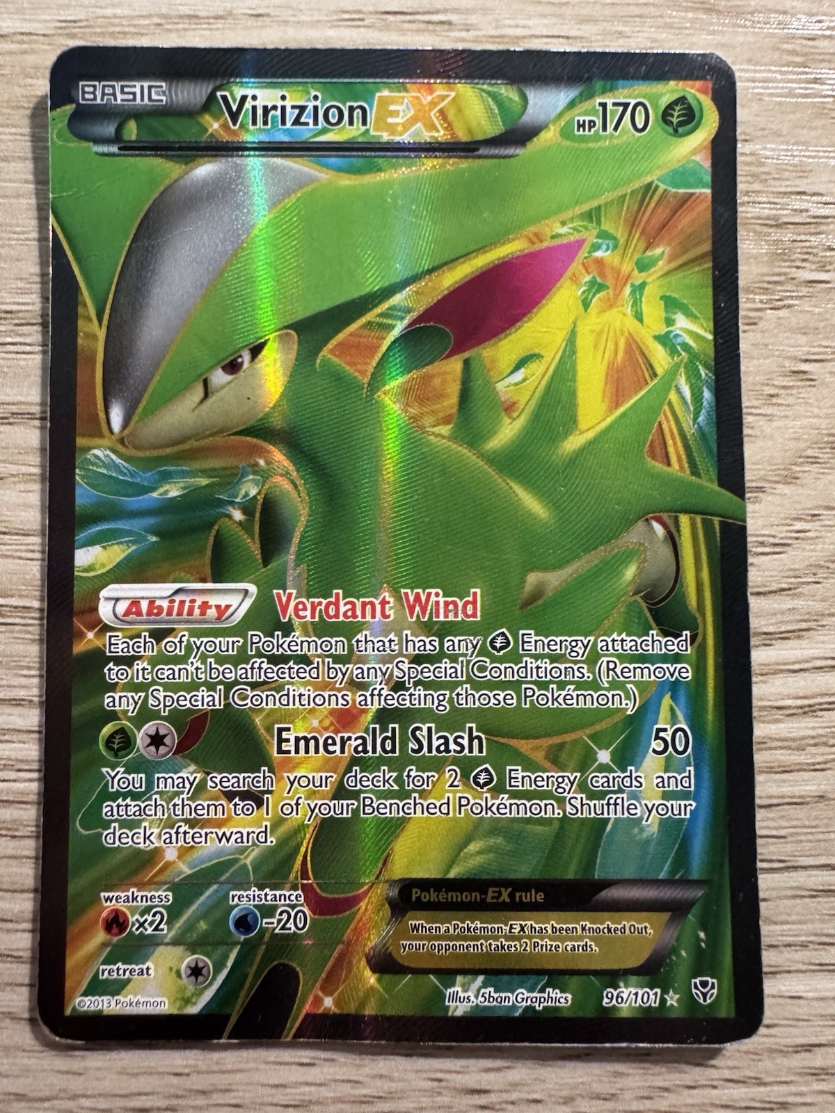 Virizion EX Full Art Ultra Rare 96/101 Plasma Blast Holo Pokémon TCG 170 HP