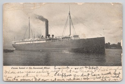 Ocean Bound Savannah River GA Georgia Postcard