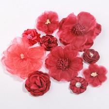 30pcs Red Artificial Rose Silk Flower Heads Decorative Flowers for Wedding Home
