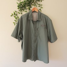 Eddie Bauer Men's Green Short Sleeve Button Down Polyester Shirt Size XXL