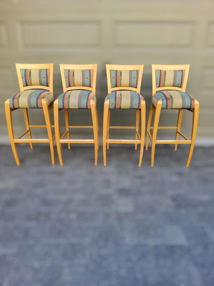 Loewenstein Maple & Steel Bar-Height Bistro Set – 4 Chairs + Round Table - Image 3 of 4