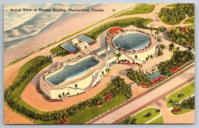 FL Marineland, Marine Studios, Aerial View, Linen, Vintage Postcard