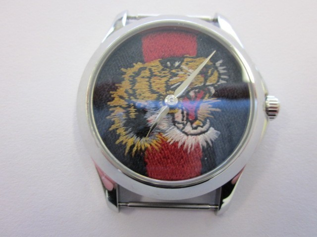 Gucci Le Marche Des Merveilles Tiger Nylon Strap Wrist Watch for