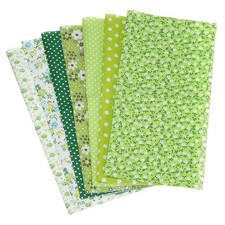 7 Pcs 20 x 20 Inch Cotton Fabric Bundles Precut Fabric Squares, Green