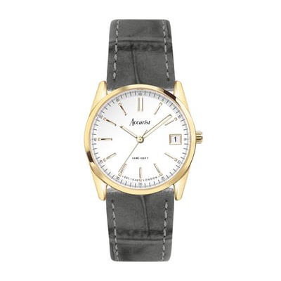 Accurist Everyday 30 mm Damen-Analoguhr rund gold mit grauem Armband