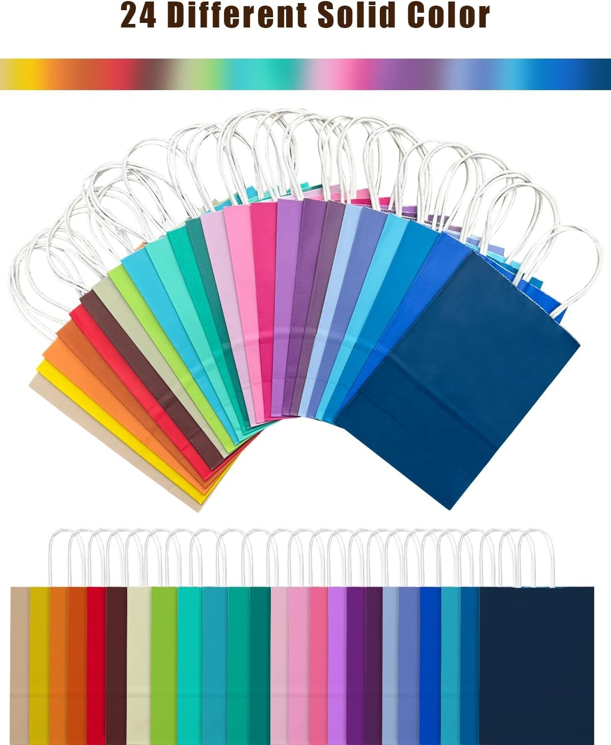 qiqee 24 Colors Small Gift Bag with 1 Count (Pack of 24), 24 Different 