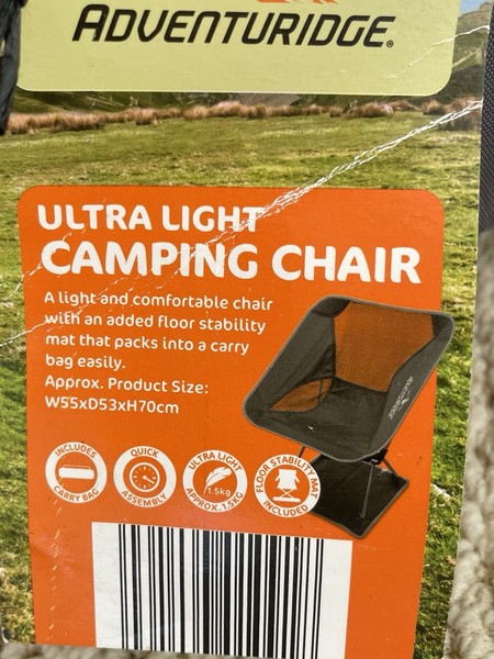 SILLA DE CAMPING ADVENTURIDGE GRIS ULTRA CLARO