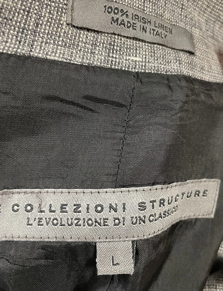 LE COLLEZIONI STRUCTURE Sport Coat Blazer Jacket Large 100% Irish Linen READ - Image 4 of 4