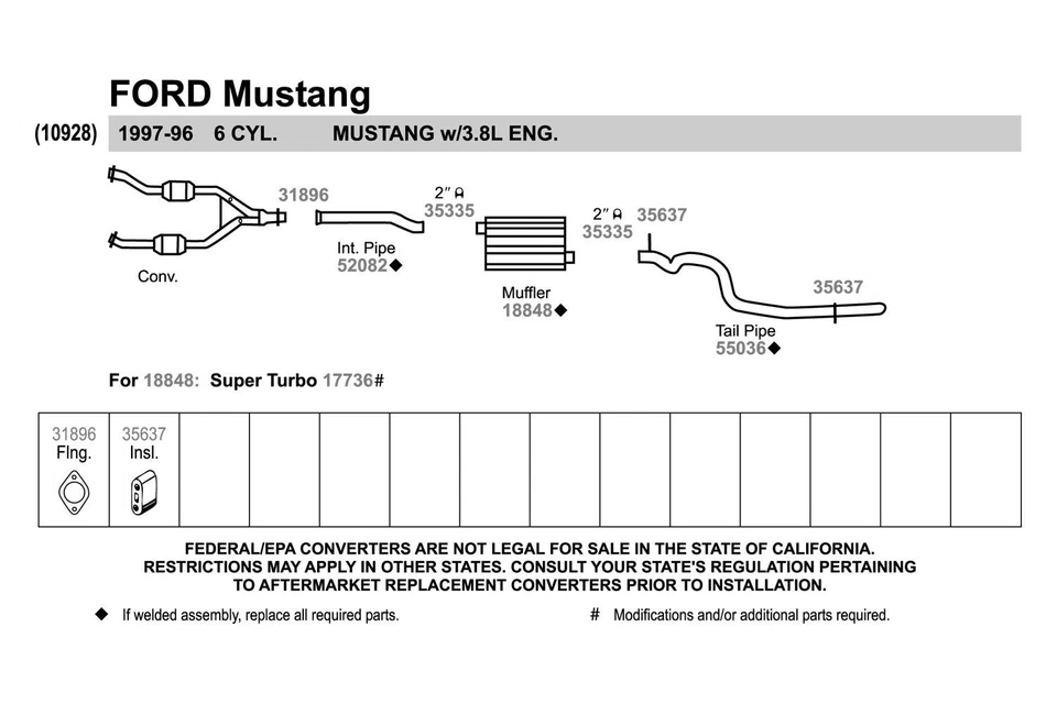For Ford Mustang 86-04 Walker 31896 Stainless Steel Bare 2-Bolt Exhaust Flange Foto 3 de 4