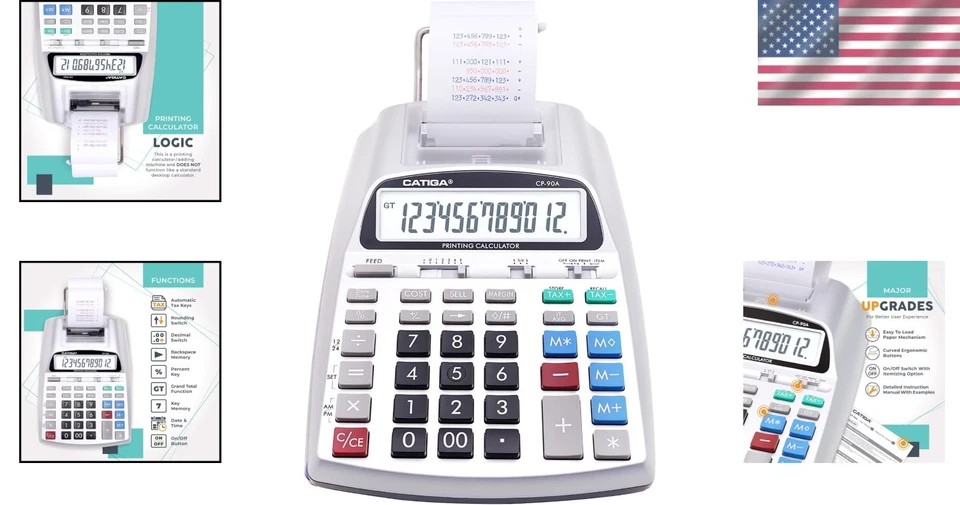 Accounting Calculator with Paper Roll Print Out, Silver Pro - Image 2 of 4