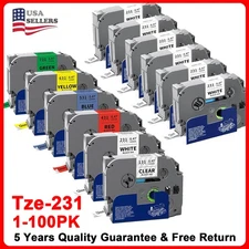 TZe-231 TZ-231 Label Tape for Brother P-Touch PT-D210 H110 12mm Black on White