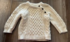 Baby Gap Cream Ivory Cableknit Wool Blend Sweater Size 12-18 Unisex Boy Girl