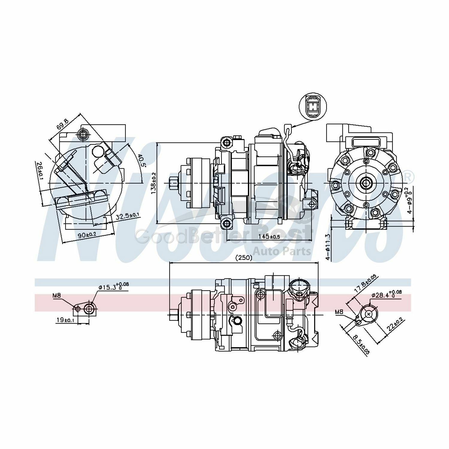 One New Nissens A/C Compressor 89418 400260805 for Audi Lamborghini