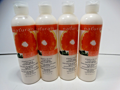 AVON NATURALS GRAPEFRUIT & MINT MOISTURIZING HAND AND BODY LOTION LOT OF 4