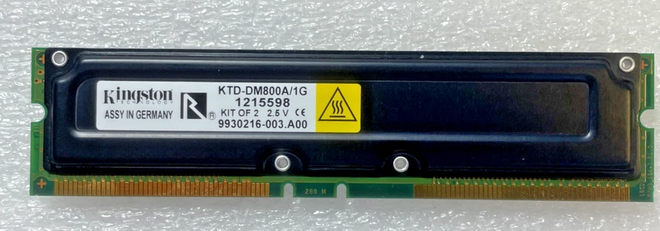 RAMBUS KTD-DM800A/1G  9930216-003.A00 1GB  (2X512) - Image 2 of 3