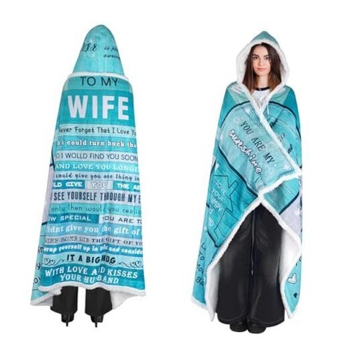 Christmas for Wife Gifts, to My Wife Wearable 47.3x70.8in Blue-green-wife