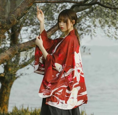 Japanese Men's Traditional Kimono HAORI Jacket Coat Red from JAPAN