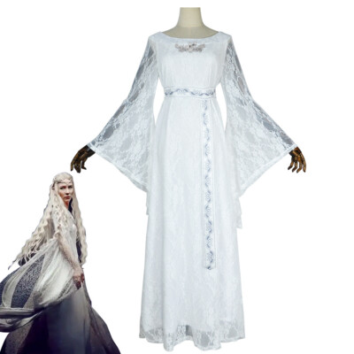 Cosplay Galadriel Medieval White Court Dress The Fairy Queen Halloween  Costumes | eBay