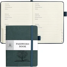 DAOFARY Password Book with Alphabetical Tabs - Small 5.6*4.3 in, Lake Blue 