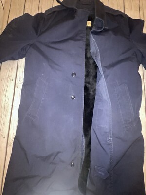 Vintage Military All Weather Trench Coat Removable Liner 38L Navy