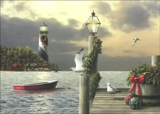 A Moment in Time Lighthouse Holiday Card
