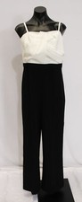White House Black Market Women's Strapless Draped Jumpsuit CD4 Black/Ecru 12S