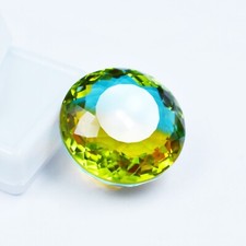 Natural Big Size Tourmaline Bi-Color Round Shape Certified 88.90 Ct Gemstone