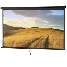 100 Inch Projection Screen 16:9  Projector Movies Screen Manual Pull Down Black