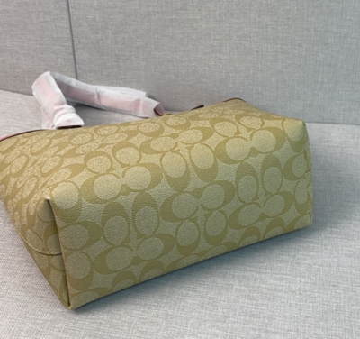 Coach Mini City Tote Signature Canvas CN733 Khaki/Pink