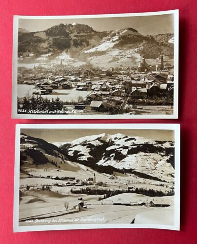 2 x Foto AK KITZBÜHEL in Tirol um 1930 Ortsansichten mit Hahnenkamm  ( 136358 - Bild 1 von 2