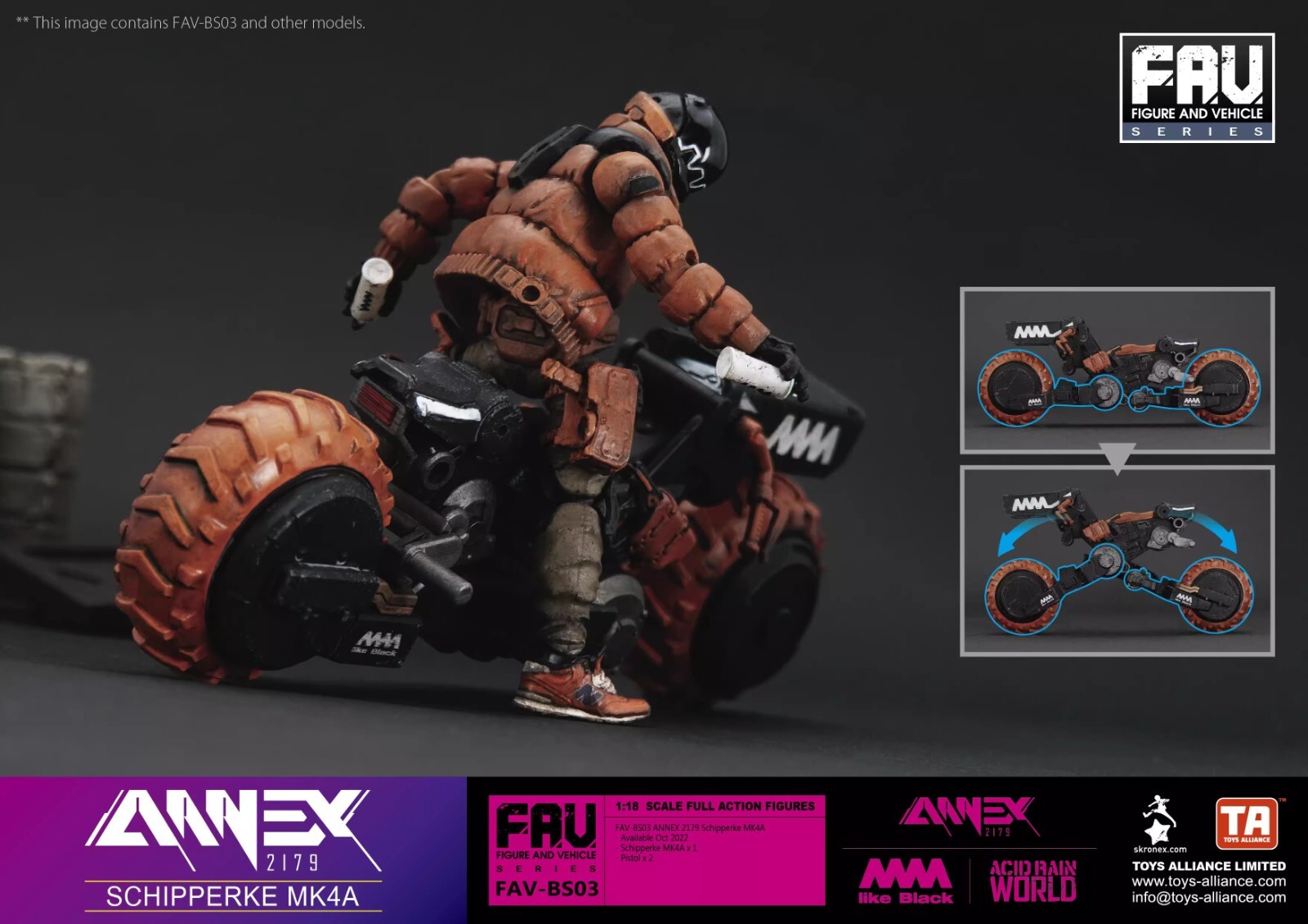 ACID RAIN 1:18 FAV-BS03 Schipperke Bike MK4A Action Figure Model --IN STOCK