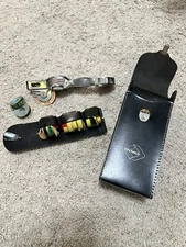 Dymo-Mite Chrome Tape Writer Hand Embossing Label Maker W/ Leather Case Tapes