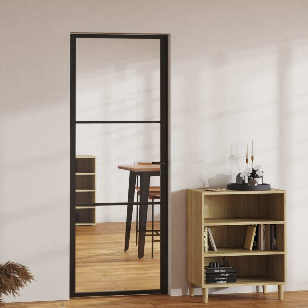 vidaXL Interior Door ESG Glass and Aluminium 76x201.5 cm Black
