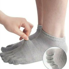 6 Pairs Men Ankle Five Finger Toe Cotton Sport Breathe Mesh Classic Socks 7-11
